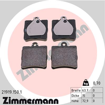 Brake Pad Set, disc brake - 21919.150.1 ZIMMERMANN