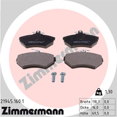 Brake Pad Set, disc brake - 21945.160.1 ZIMMERMANN
