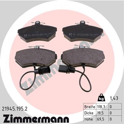 Brake Pad Set, disc brake - 21945.195.2 ZIMMERMANN