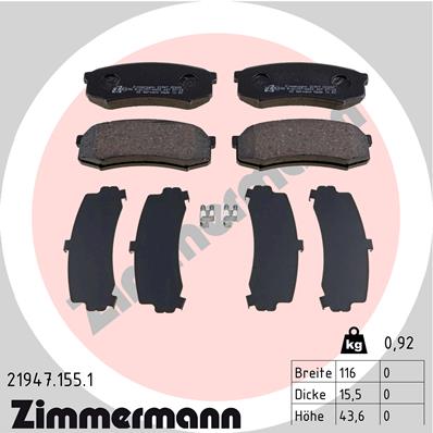 Brake Pad Set, disc brake - 21947.155.1 ZIMMERMANN