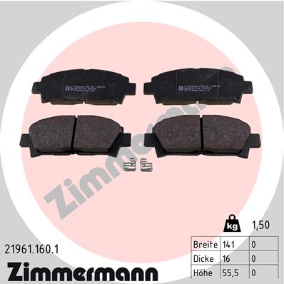 Bremsbelagsatz, Scheibenbremse - 21961.160.1 ZIMMERMANN