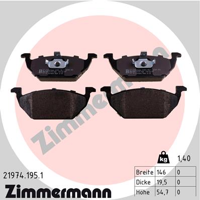 Kit pastiglie freno, Freno a disco - 21974.195.1 ZIMMERMANN