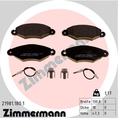 Brake Pad Set, disc brake - 21981.180.1 ZIMMERMANN