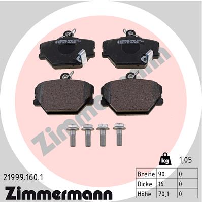 Brake Pad Set, disc brake - 21999.160.1 ZIMMERMANN