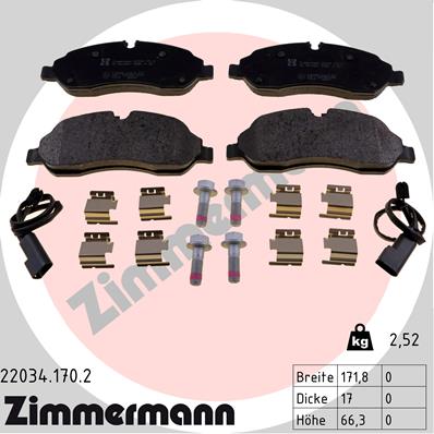 Brake Pad Set, disc brake - 22034.170.2 ZIMMERMANN