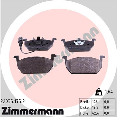 Brake Pad Set, disc brake - 22035.175.2 ZIMMERMANN