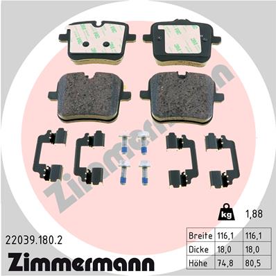 Brake Pad Set, disc brake - 22039.180.2 ZIMMERMANN