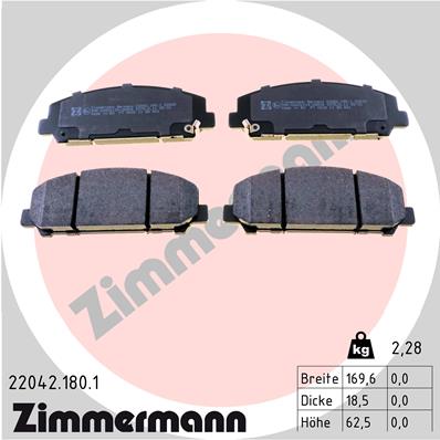 Brake Pad Set, disc brake - 22042.180.1 ZIMMERMANN