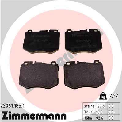 Brake Pad Set, disc brake - 22061.185.1 ZIMMERMANN