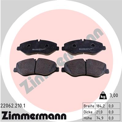 Kit pastiglie freno, Freno a disco - 22062.210.1 ZIMMERMANN
