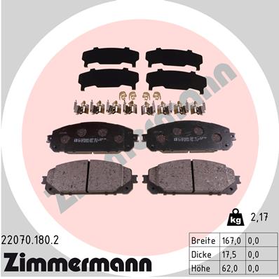 Brake Pad Set, disc brake - 22070.180.2 ZIMMERMANN