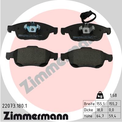 Brake Pad Set, disc brake - 22073.180.1 ZIMMERMANN