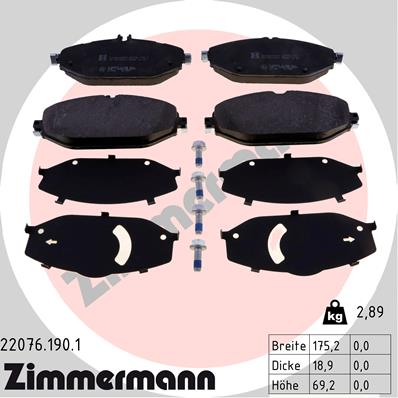 Brake Pad Set, disc brake - 22076.190.1 ZIMMERMANN