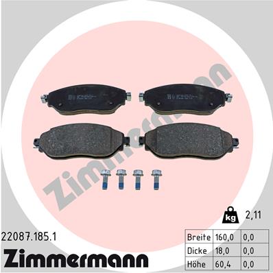 Brake Pad Set, disc brake - 22087.185.1 ZIMMERMANN