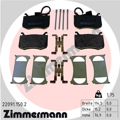 Brake Pad Set, disc brake - 22091.150.2 ZIMMERMANN