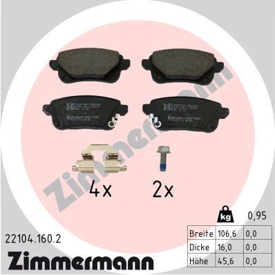 Kit pastiglie freno, Freno a disco - 22104.160.2 ZIMMERMANN