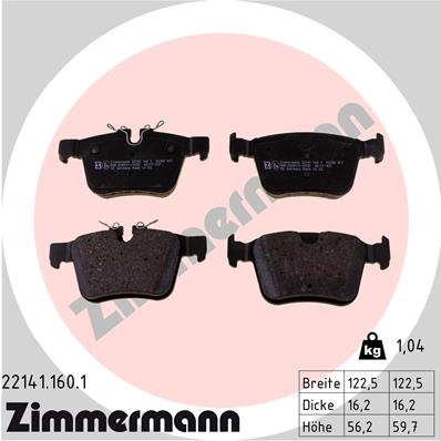 Brake Pad Set, disc brake - 22141.160.1 ZIMMERMANN