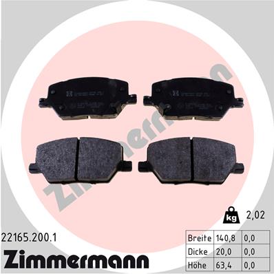 Kit pastiglie freno, Freno a disco - 22165.200.1 ZIMMERMANN
