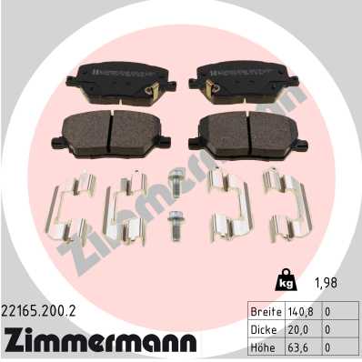 Kit pastiglie freno, Freno a disco - 22165.200.2 ZIMMERMANN