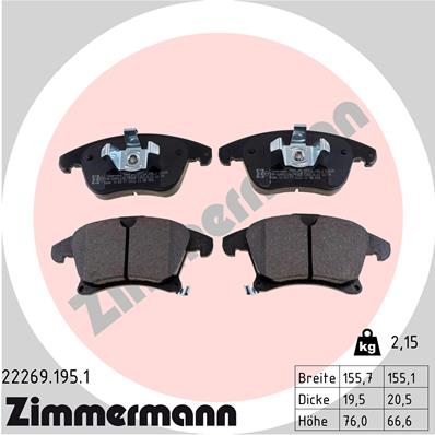 Brake Pad Set, disc brake - 22269.195.1 ZIMMERMANN