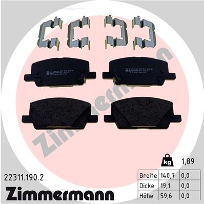 Kit pastiglie freno, Freno a disco - 22311.190.2 ZIMMERMANN