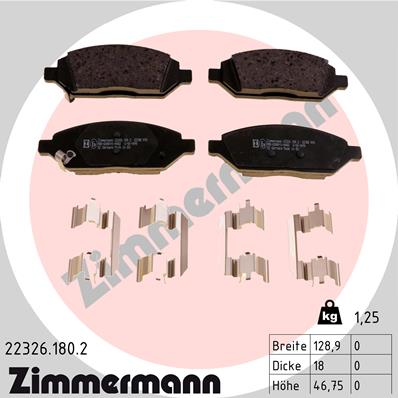 Kit pastiglie freno, Freno a disco - 22326.180.2 ZIMMERMANN
