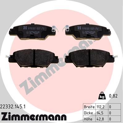 Brake Pad Set, disc brake - 22332.145.1 ZIMMERMANN