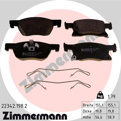 Brake Pad Set, disc brake - 22342.198.2 ZIMMERMANN