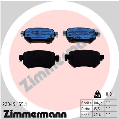 Brake Pad Set, disc brake - 22349.155.1 ZIMMERMANN