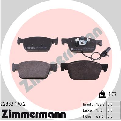 Kit pastiglie freno, Freno a disco - 22383.170.2 ZIMMERMANN