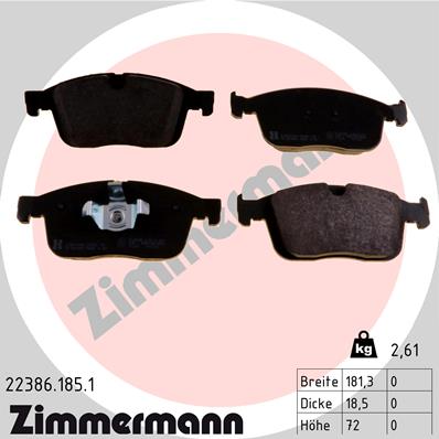 Kit pastiglie freno, Freno a disco - 22386.185.1 ZIMMERMANN