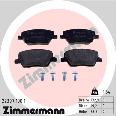 Brake Pad Set, disc brake - 22397.190.1 ZIMMERMANN