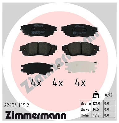 Brake Pad Set, disc brake - 22434.145.2 ZIMMERMANN