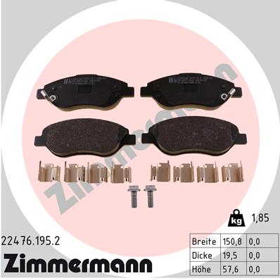 Brake Pad Set, disc brake - 22476.195.2 ZIMMERMANN