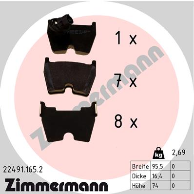 Kit pastiglie freno, Freno a disco - 22491.165.2 ZIMMERMANN