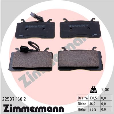 Brake Pad Set, disc brake - 22507.160.2 ZIMMERMANN