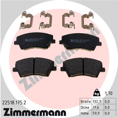Brake Pad Set, disc brake - 22518.175.2 ZIMMERMANN
