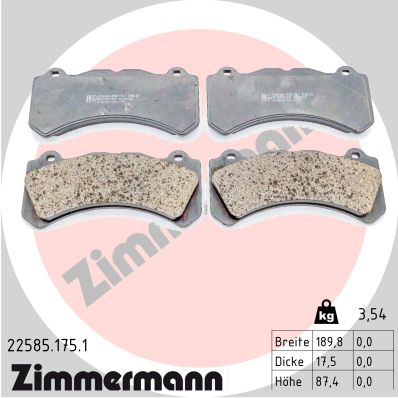 Kit pastiglie freno, Freno a disco - 22585.175.1 ZIMMERMANN