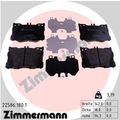 Kit pastiglie freno, Freno a disco - 22586.180.1 ZIMMERMANN