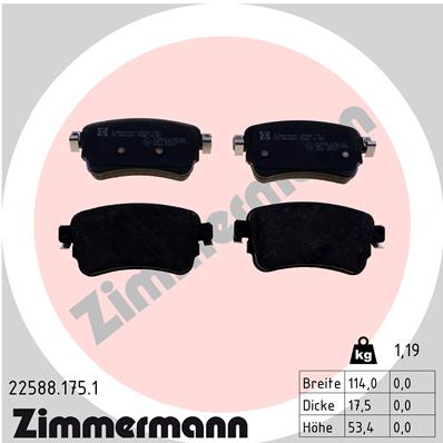 Brake Pad Set, disc brake - 22588.175.1 ZIMMERMANN