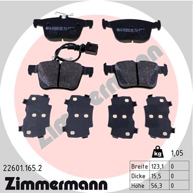 Brake Pad Set, disc brake - 22601.165.2 ZIMMERMANN