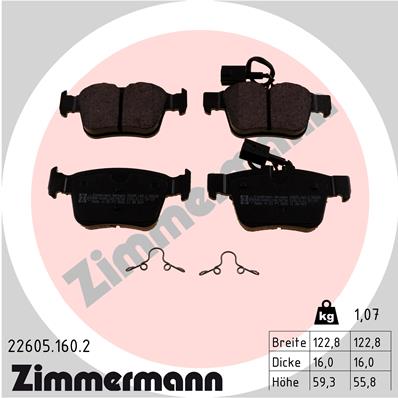 Brake Pad Set, disc brake - 22605.160.2 ZIMMERMANN