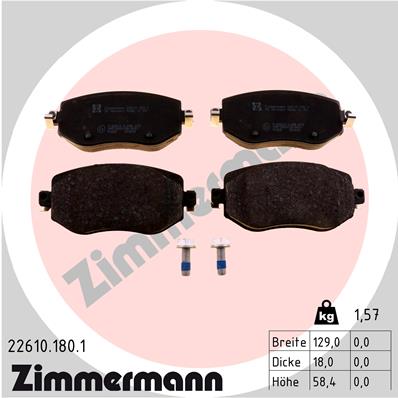 Brake Pad Set, disc brake - 22610.180.1 ZIMMERMANN