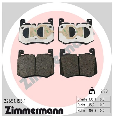 Brake Pad Set, disc brake - 22651.155.1 ZIMMERMANN