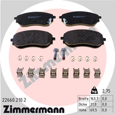 Kit pastiglie freno, Freno a disco - 22660.210.2 ZIMMERMANN