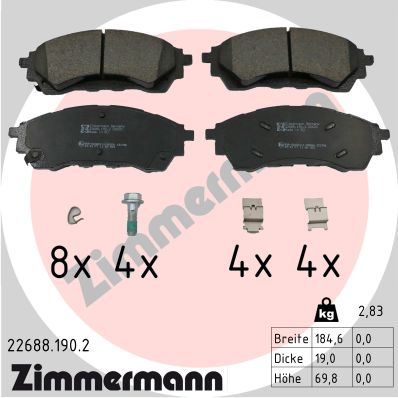 Bremsbelagsatz, Scheibenbremse - 22688.190.2 ZIMMERMANN