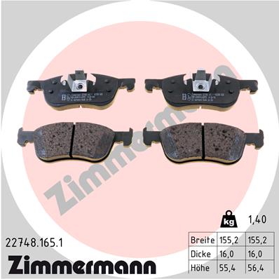 Brake Pad Set, disc brake - 22748.165.1 ZIMMERMANN
