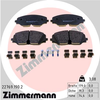 Brake Pad Set, disc brake - 22769.190.2 ZIMMERMANN