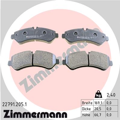 Brake Pad Set, disc brake - 22791.205.1 ZIMMERMANN