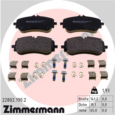 Комплект тормозных колодок, дисковый тормоз - 22802.190.2 ZIMMERMANN